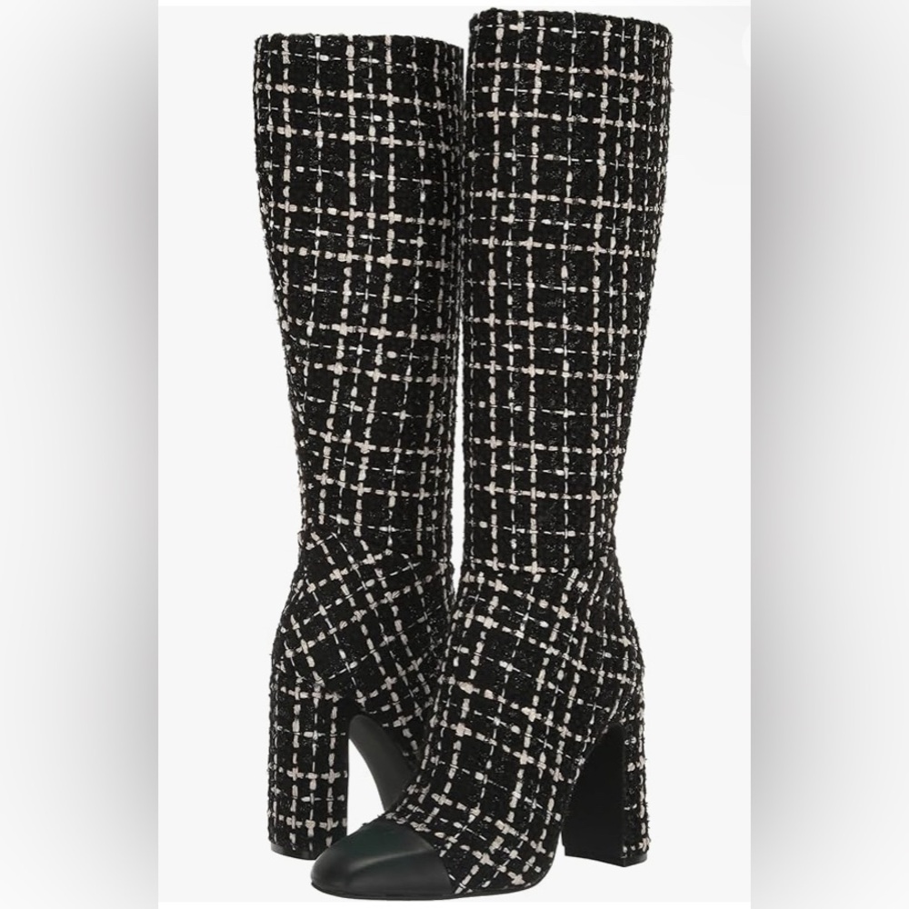 NWT Steve Madden “Ally” Knee High Boots Black/White Women’s Size 11W